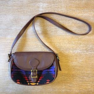 Pendleton Purple Wool Leather Crossbody